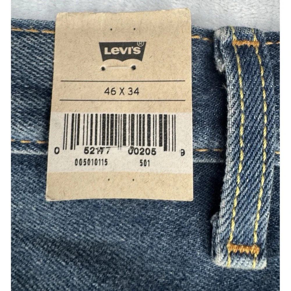 Levi's 501 Original Button Fly Straight Denim Jeans Strech Men's 46x34 (32